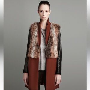 Zara Rust Vest Duster Faux Fur Lined